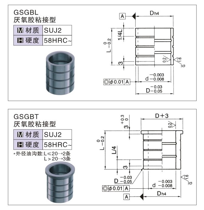 SGBL/SGBT油润滑卸料板SUJ2轴承钢导套