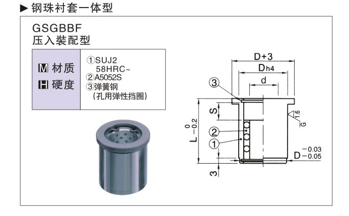 SGBBF钢球衬套一体